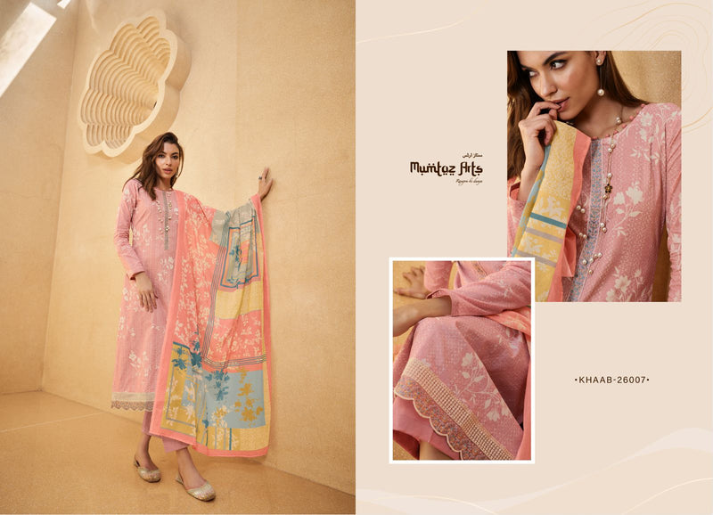 Mumtaz Arts Khaab Lawn Cotton Digital Ptinted Heavy Neck Daman Embroidery Fancy Partywear Salwar Suits