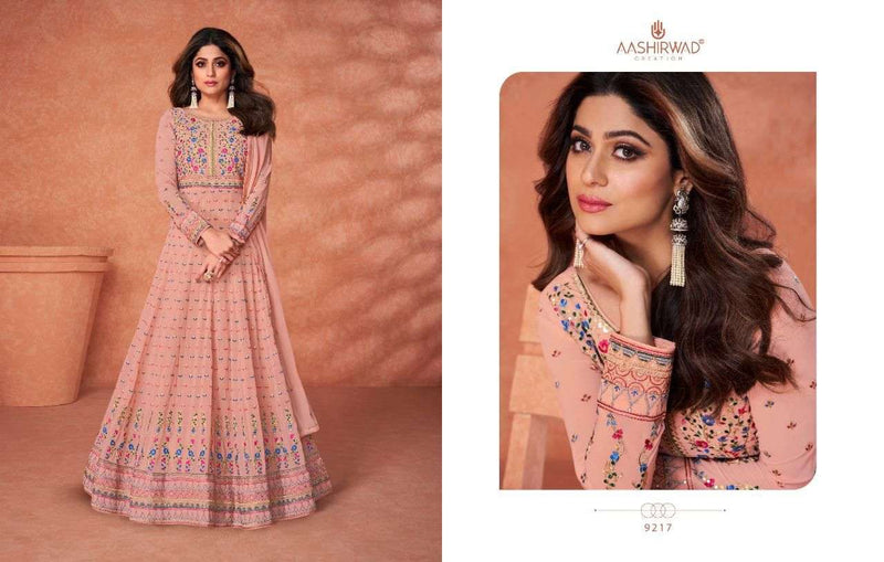 Aashirwad Creation Khaas Real Georgette Elegant Designer Ready Made Long Anarkali Suits