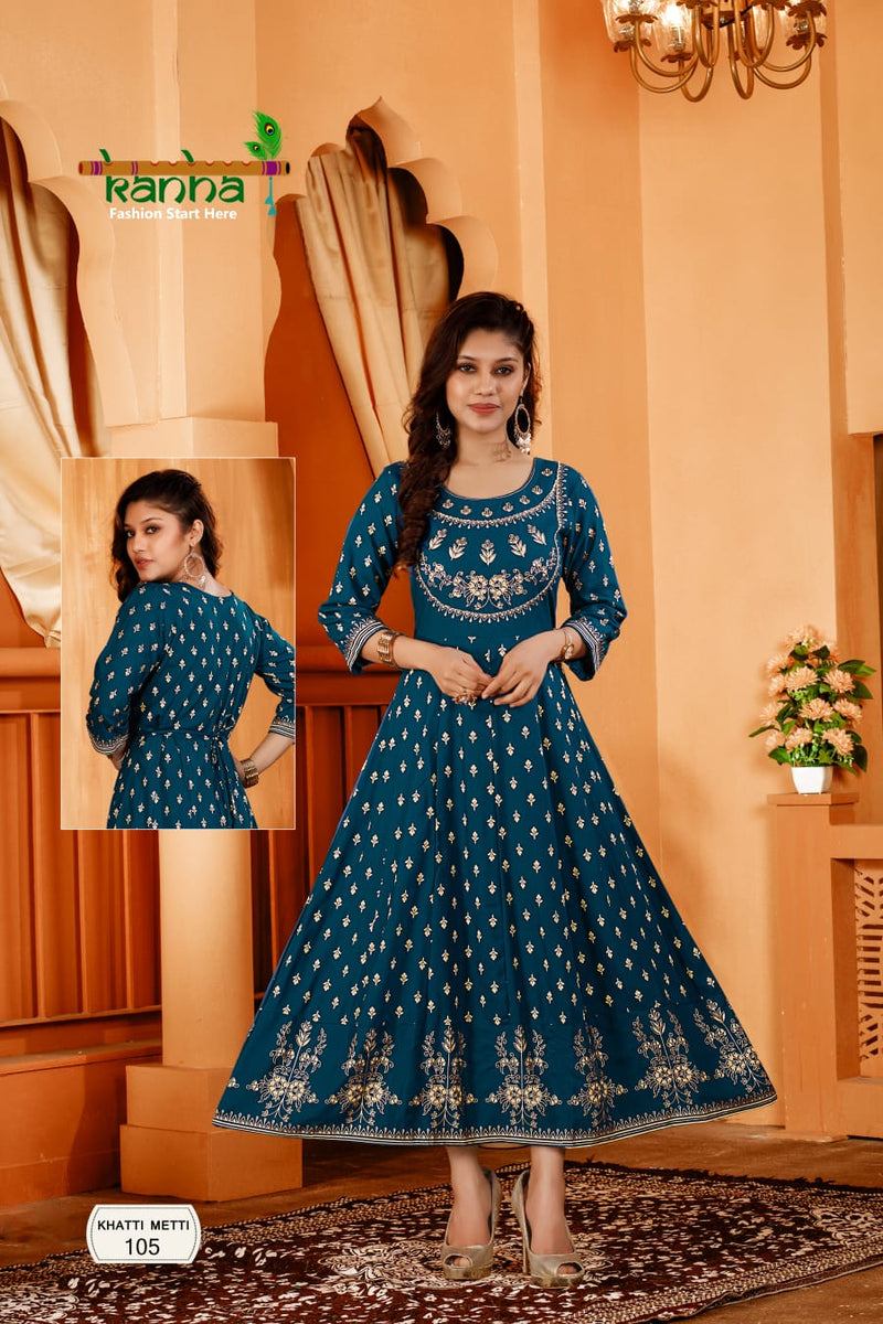 Kanha Khatti Meethi Fancy Designer Work Gown Style Kurtis