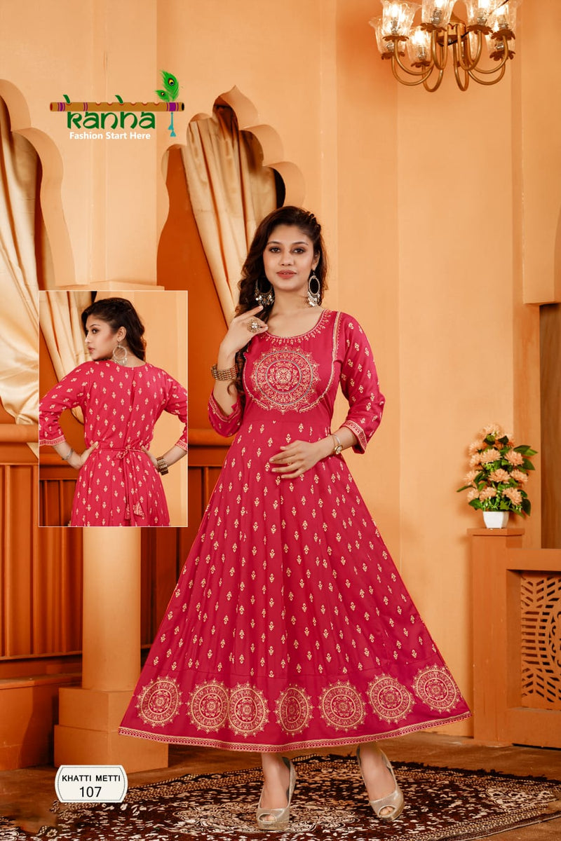 Kanha Khatti Meethi Fancy Designer Work Gown Style Kurtis