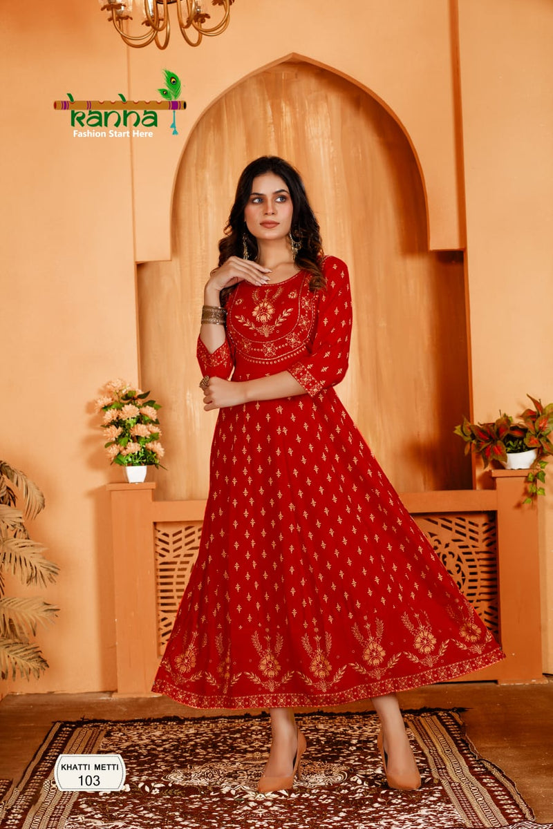 Kanha Khatti Meethi Fancy Designer Work Gown Style Kurtis