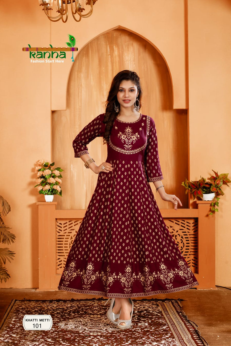 Kanha Khatti Meethi Fancy Designer Work Gown Style Kurtis