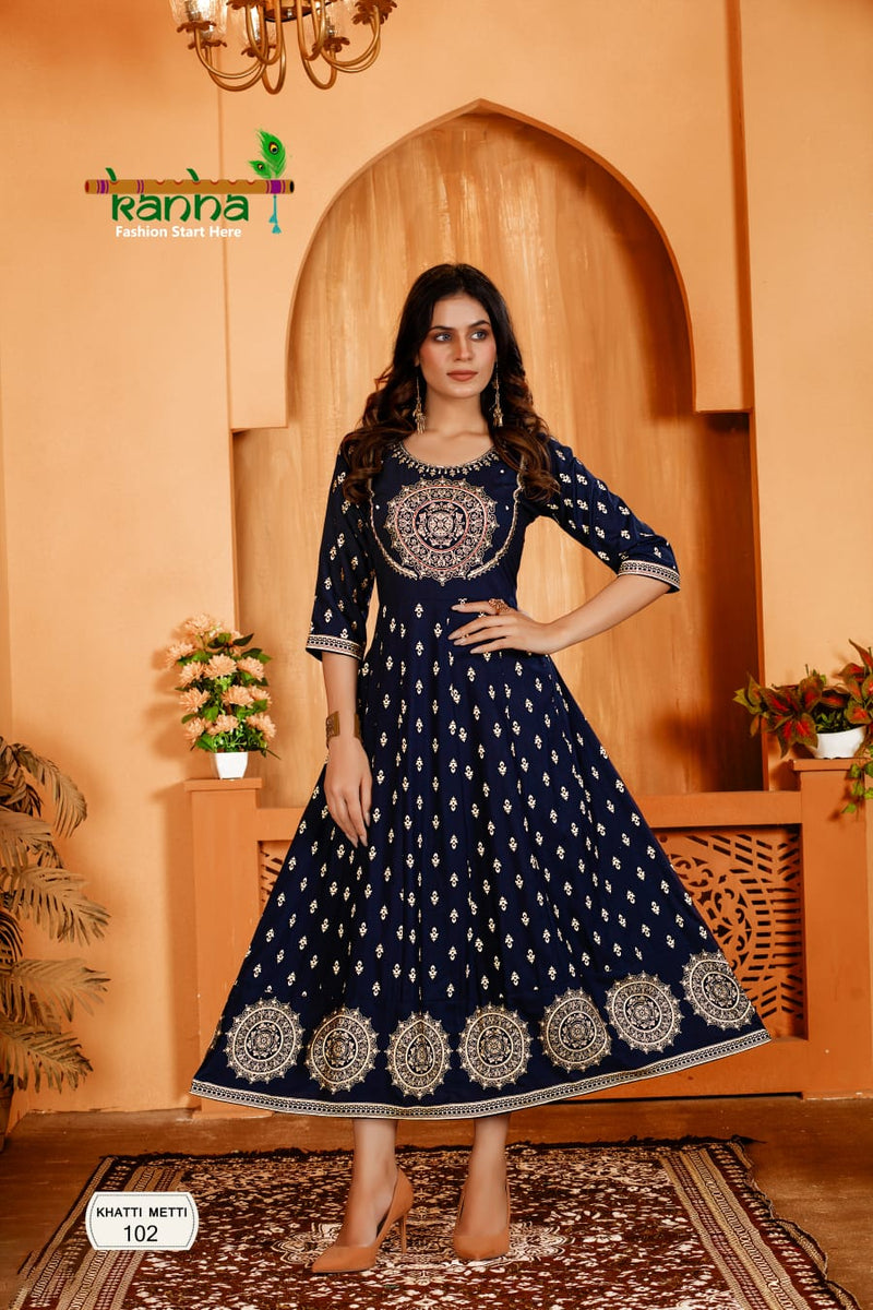 Kanha Khatti Meethi Fancy Designer Work Gown Style Kurtis