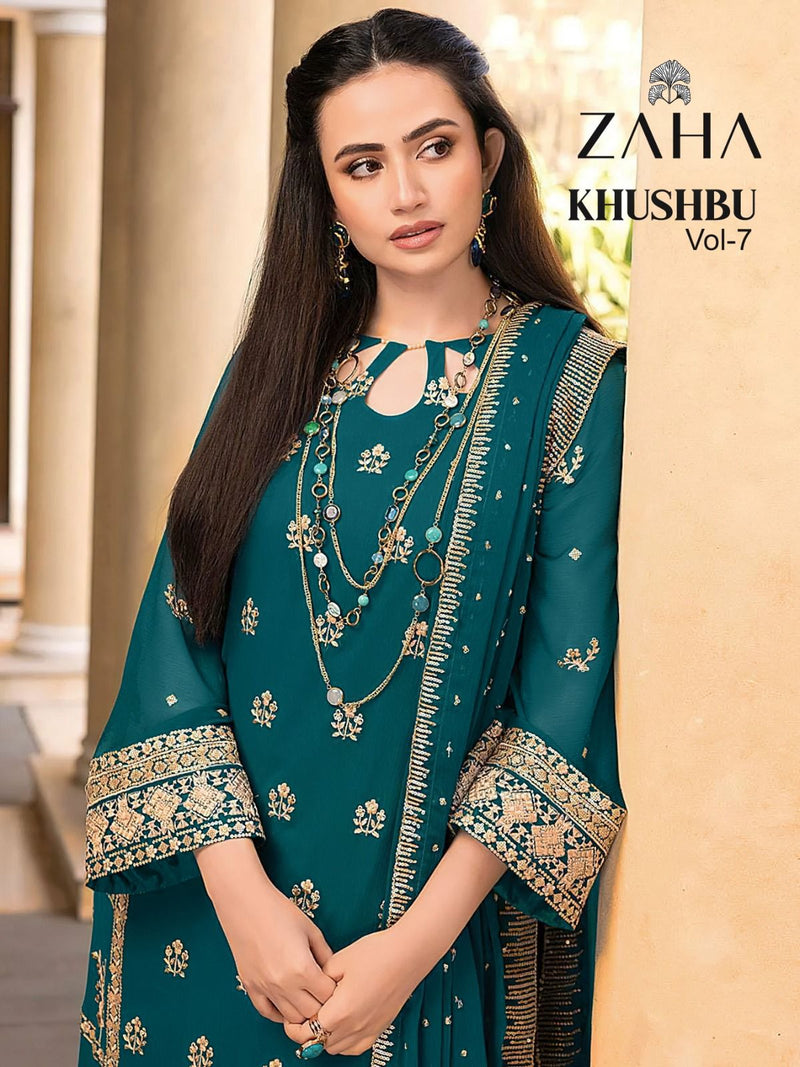 Zaha Khushbu Vol 7 Georgette With Heavy Embroidered Pakistani Suits
