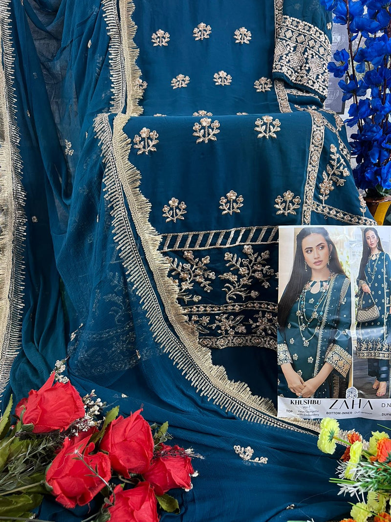 Zaha Khushbu Vol 7 Georgette With Heavy Embroidered Pakistani Suits