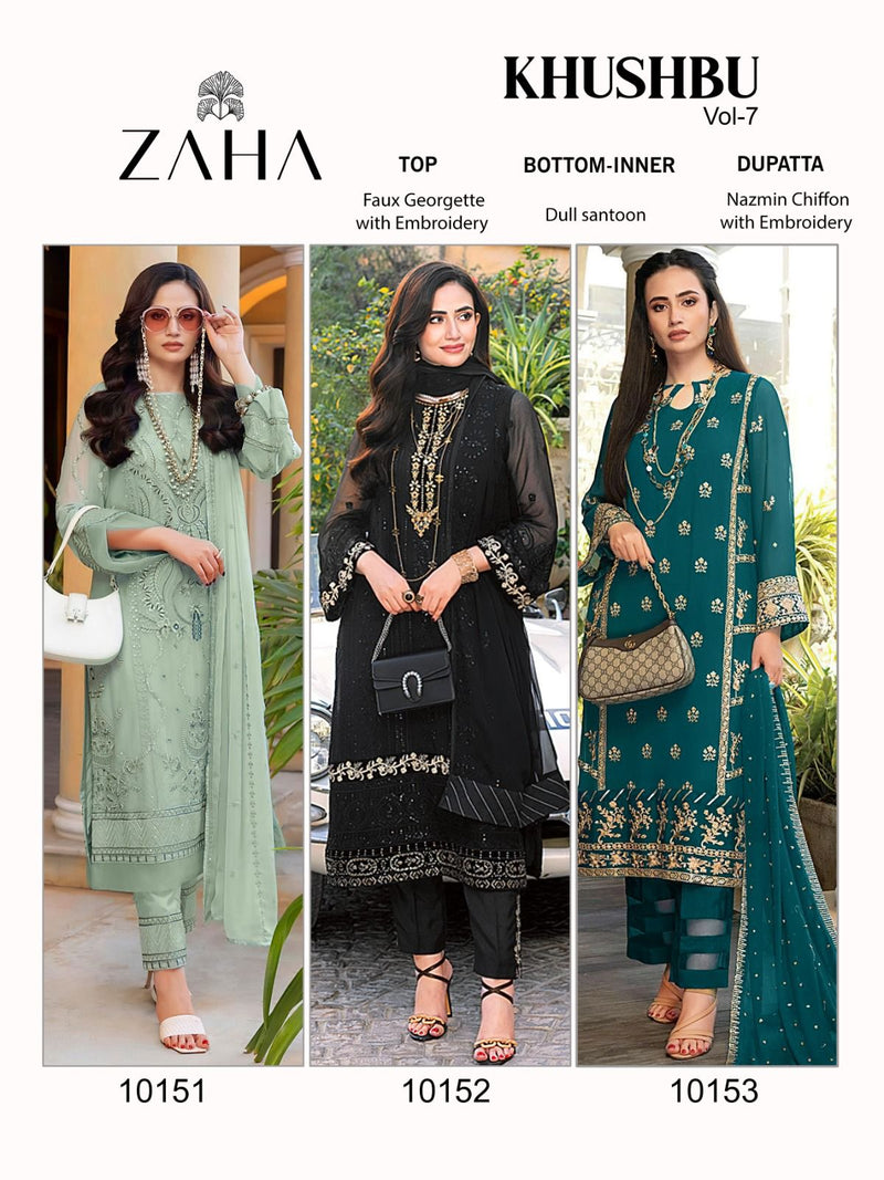 Zaha Khushbu Vol 7 Georgette With Heavy Embroidered Pakistani Suits