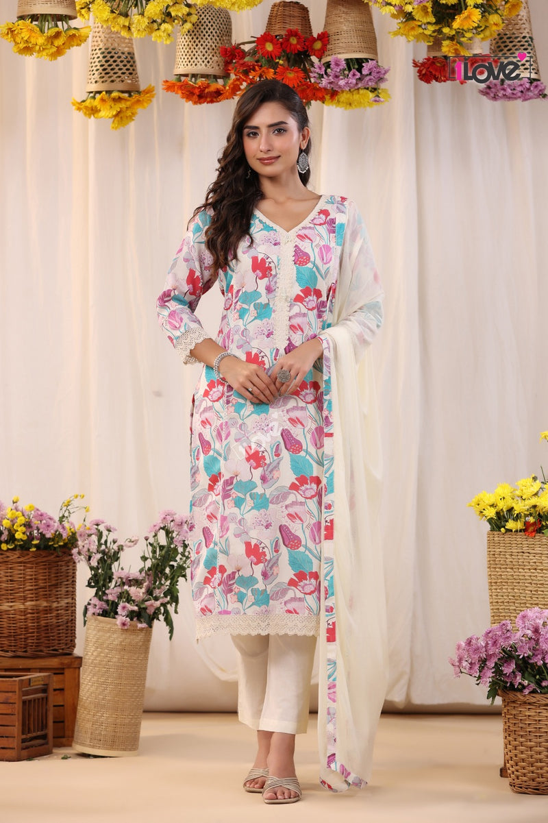 S4u Shivali Khwaab Vol 1 Linen Fancy Designer Prints Kurti With Pant & Dupatta Set