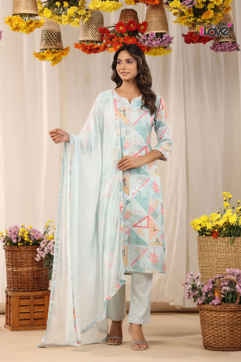 S4u Shivali Khwaab Vol 1 Linen Fancy Designer Prints Kurti With Pant & Dupatta Set