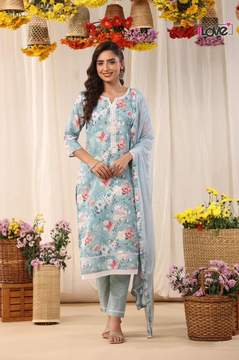 S4u Shivali Khwaab Vol 1 Linen Fancy Designer Prints Kurti With Pant & Dupatta Set