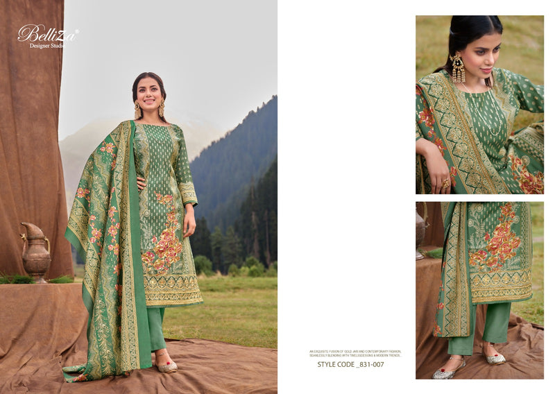 Belliza Designer Studio Khwaab Muslin Digital Printed Hand Work Suit Collection