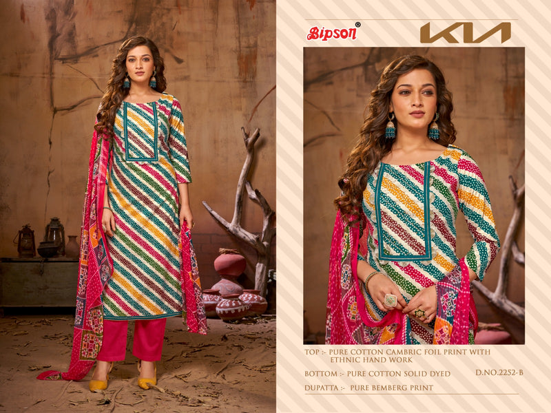 Bipson Fashion Kia 2252 Cambric Cotton With Foil Prints Fancy Ethnic Work Suits