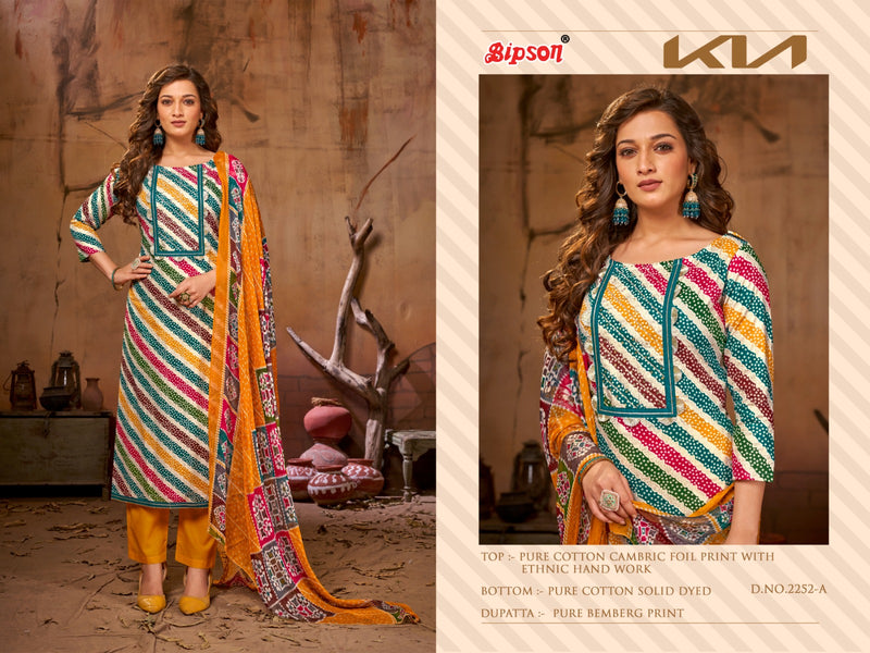 Bipson Fashion Kia 2252 Cambric Cotton With Foil Prints Fancy Ethnic Work Suits