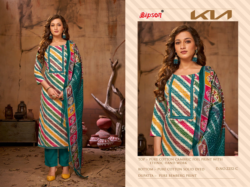 Bipson Fashion Kia 2252 Cambric Cotton With Foil Prints Fancy Ethnic Work Suits