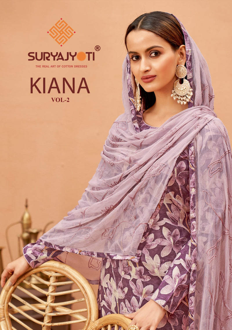 Suryajyoti Kiana Vol 2 Cambric Cotton Foil Print Designer Suits