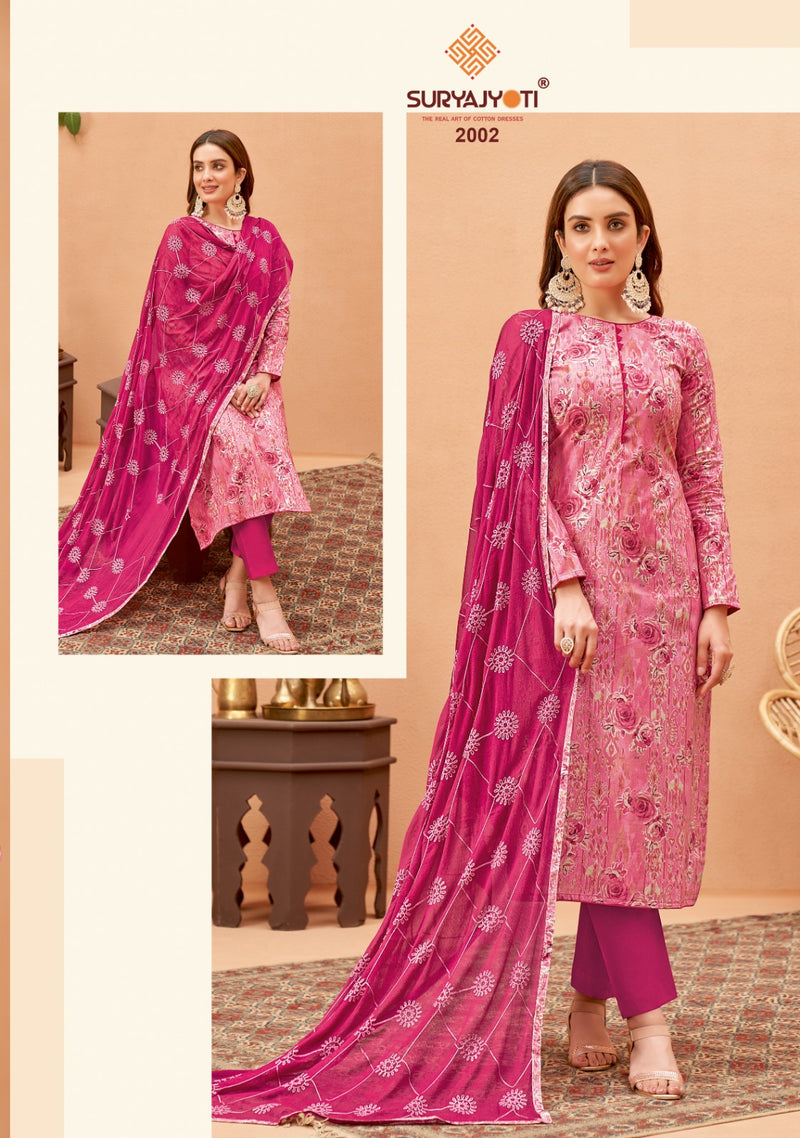 Suryajyoti Kiana Vol 2 Cambric Cotton Foil Print Designer Suits