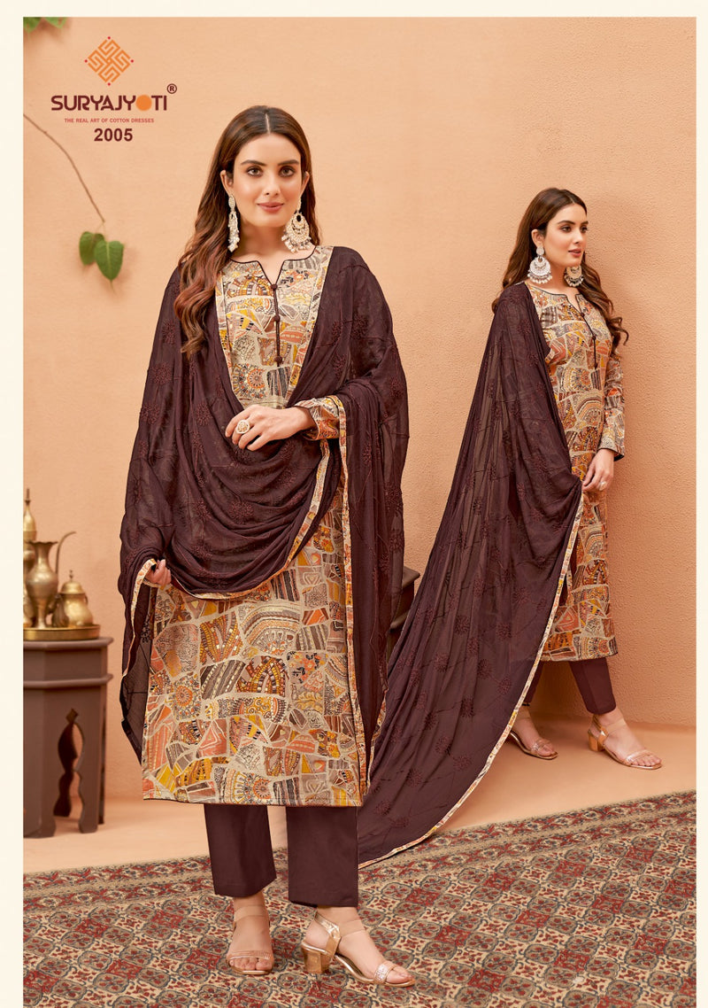 Suryajyoti Kiana Vol 2 Cambric Cotton Foil Print Designer Suits