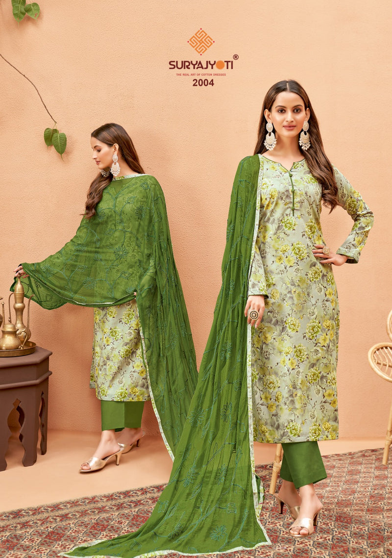 Suryajyoti Kiana Vol 2 Cambric Cotton Foil Print Designer Suits
