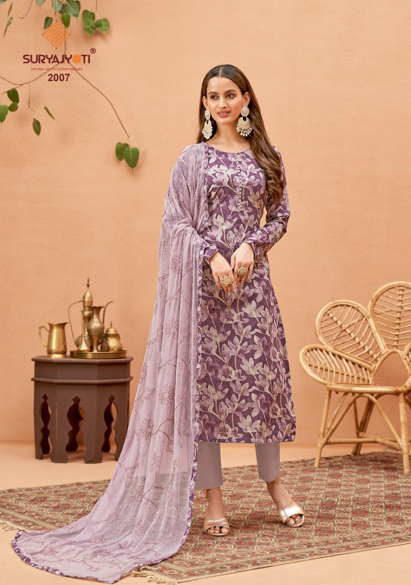 Suryajyoti Kiana Vol 2 Cambric Cotton Foil Print Designer Suits