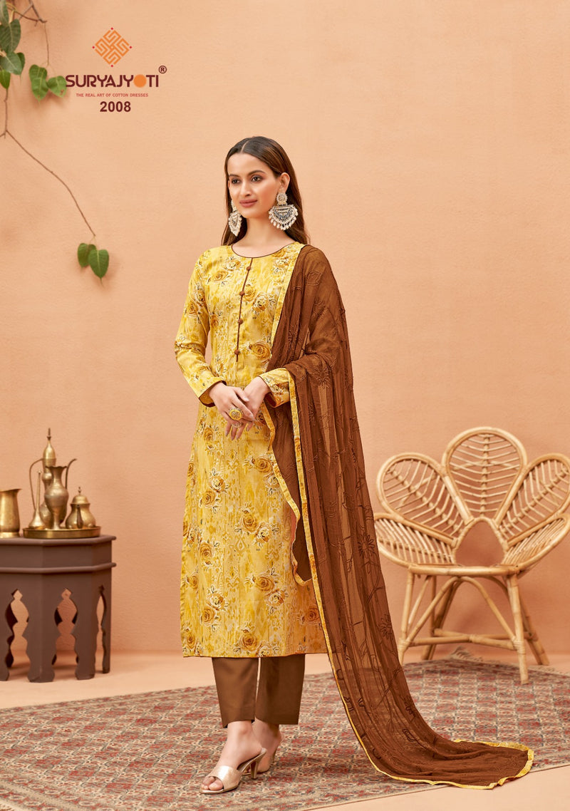 Suryajyoti Kiana Vol 2 Cambric Cotton Foil Print Designer Suits