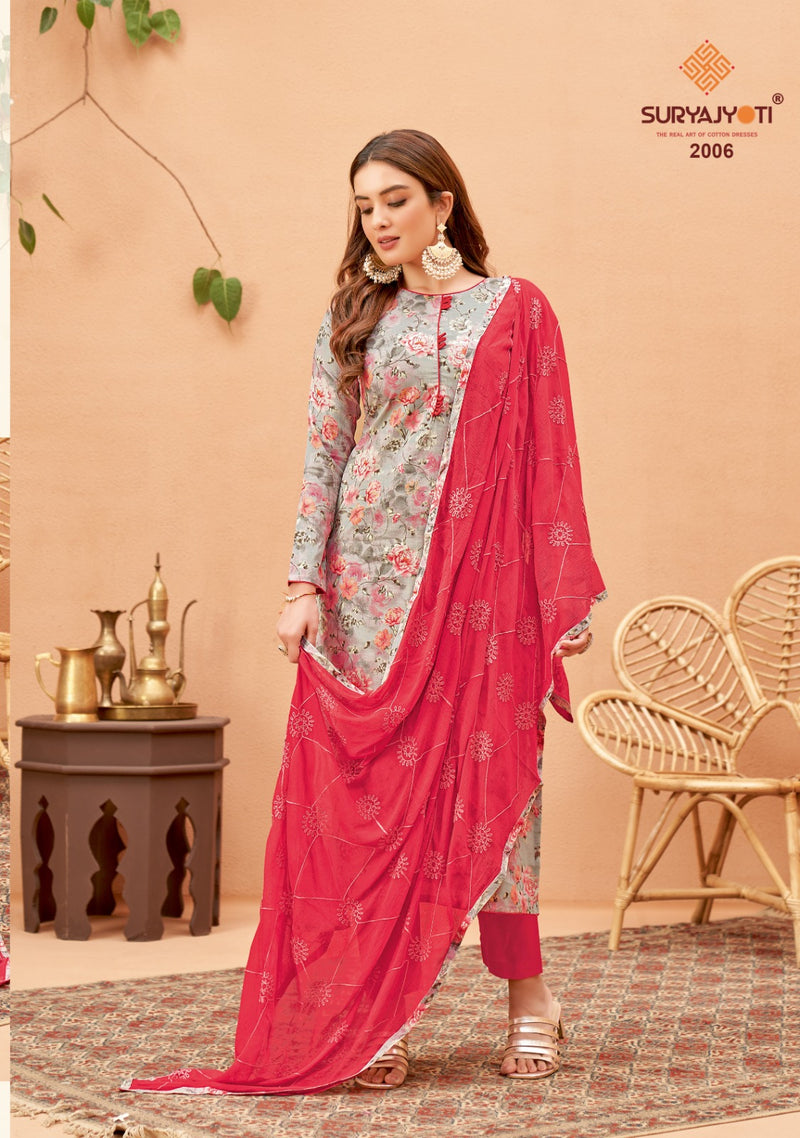 Suryajyoti Kiana Vol 2 Cambric Cotton Foil Print Designer Suits