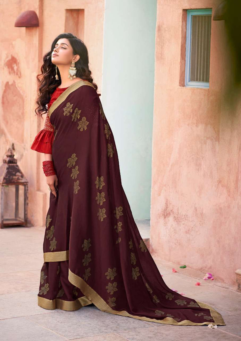 Kashvi Creation Kiara Moss With Smoke Print & Fancy Stone Work Blouse Pattern Sarees