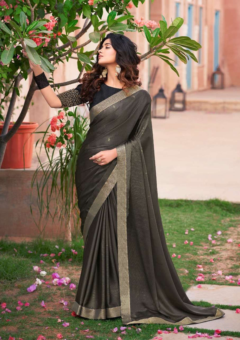 Kashvi Creation Kiara Moss With Smoke Print & Fancy Stone Work Blouse Pattern Sarees