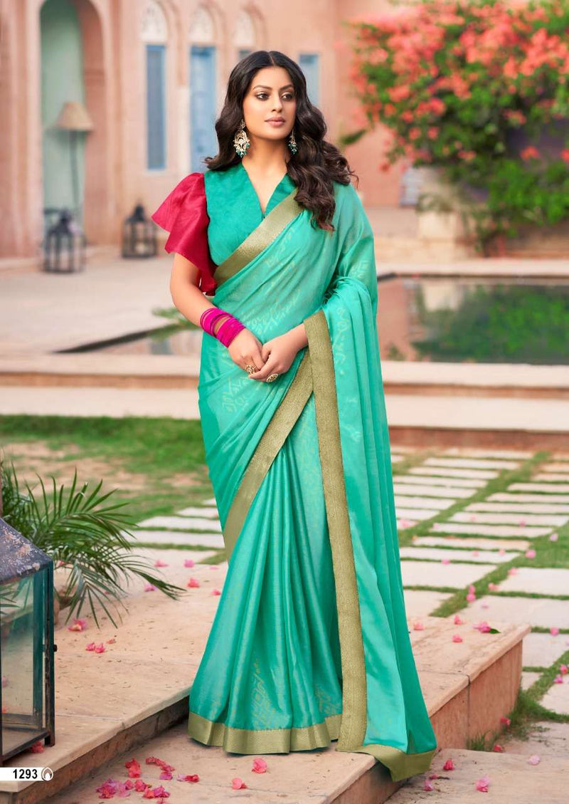 Kashvi Creation Kiara Moss With Smoke Print & Fancy Stone Work Blouse Pattern Sarees
