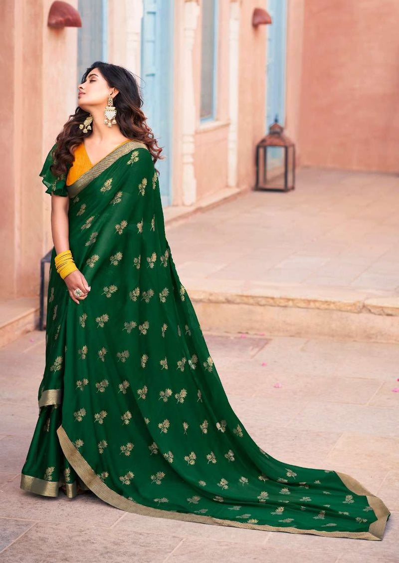 Kashvi Creation Kiara Moss With Smoke Print & Fancy Stone Work Blouse Pattern Sarees