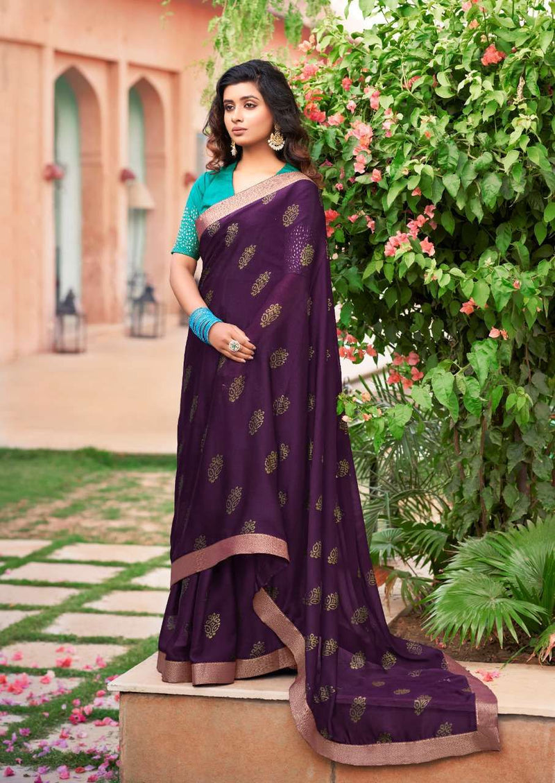 Kashvi Creation Kiara Moss With Smoke Print & Fancy Stone Work Blouse Pattern Sarees