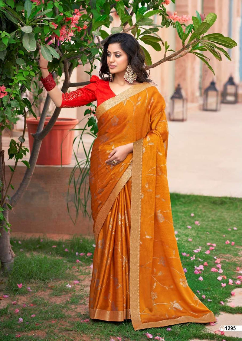 Kashvi Creation Kiara Moss With Smoke Print & Fancy Stone Work Blouse Pattern Sarees