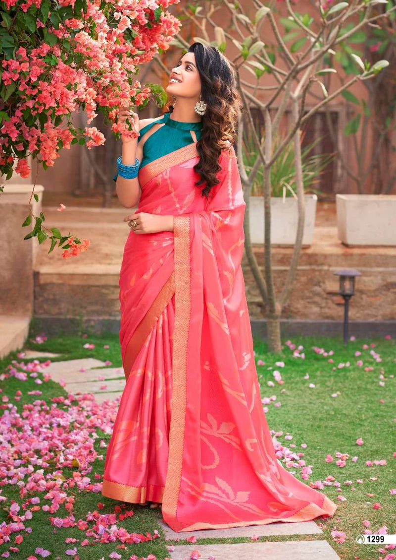 Kashvi Creation Kiara Moss With Smoke Print & Fancy Stone Work Blouse Pattern Sarees