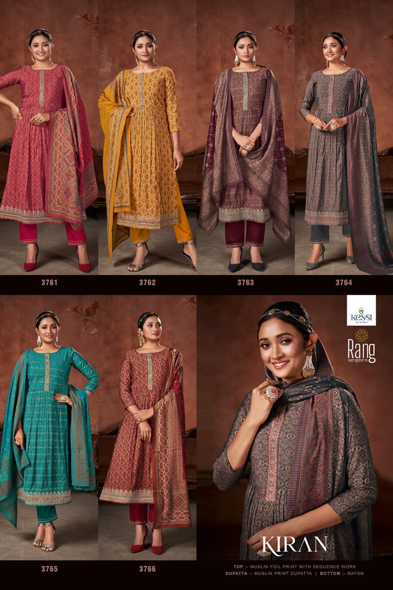 Rang Kiran Muslin Foil Print With Sequence Designer Work Suits