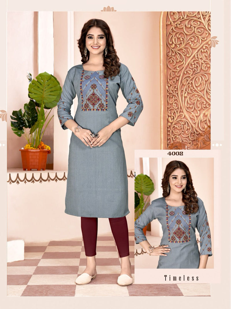 Colourpix Kit Kat Vol 4 Rayon Fancy Straight Embroidered Readymade Kurtis