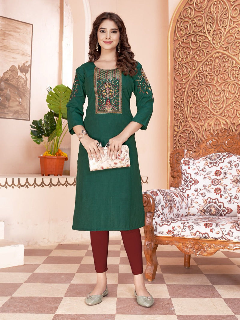 Colourpix Kit Kat Vol 4 Rayon Fancy Straight Embroidered Readymade Kurtis