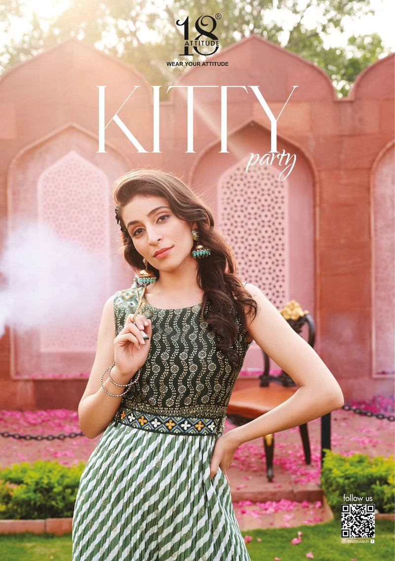 18 Attitude Kitty Party Chinon Crush Fancy Designer Partywear Kurti