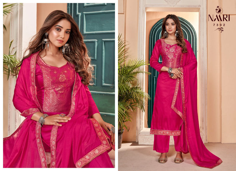 Naari Kullu Jam Cotton Jacquard  Lace Neck Fancy Designer Partywear Salwar Kameez
