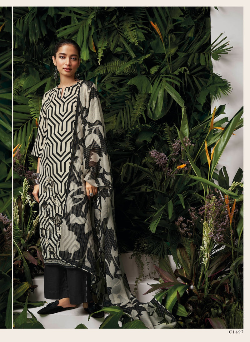 Ganga Kyomi Cotton Silk With Embroidery Work Printed Salwar Suits