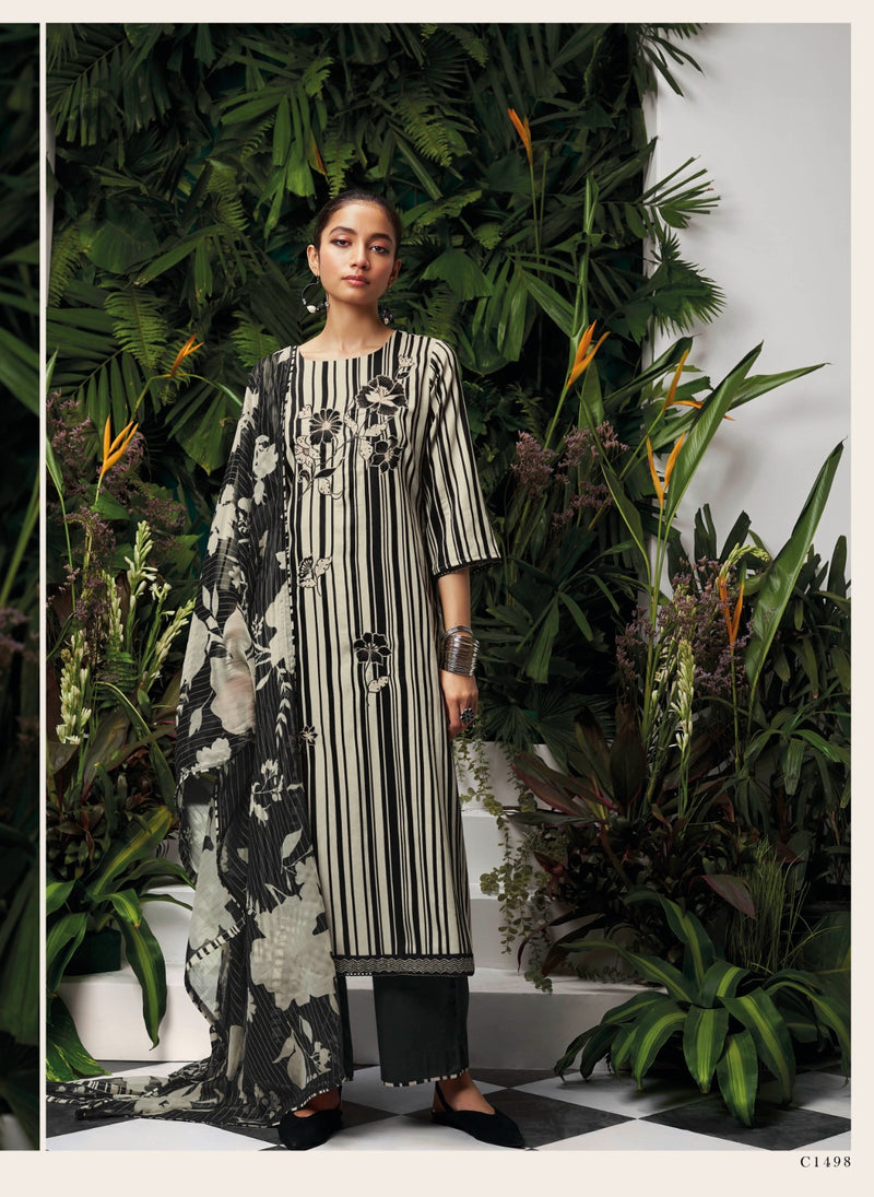 Ganga Kyomi Cotton Silk With Embroidery Work Printed Salwar Suits