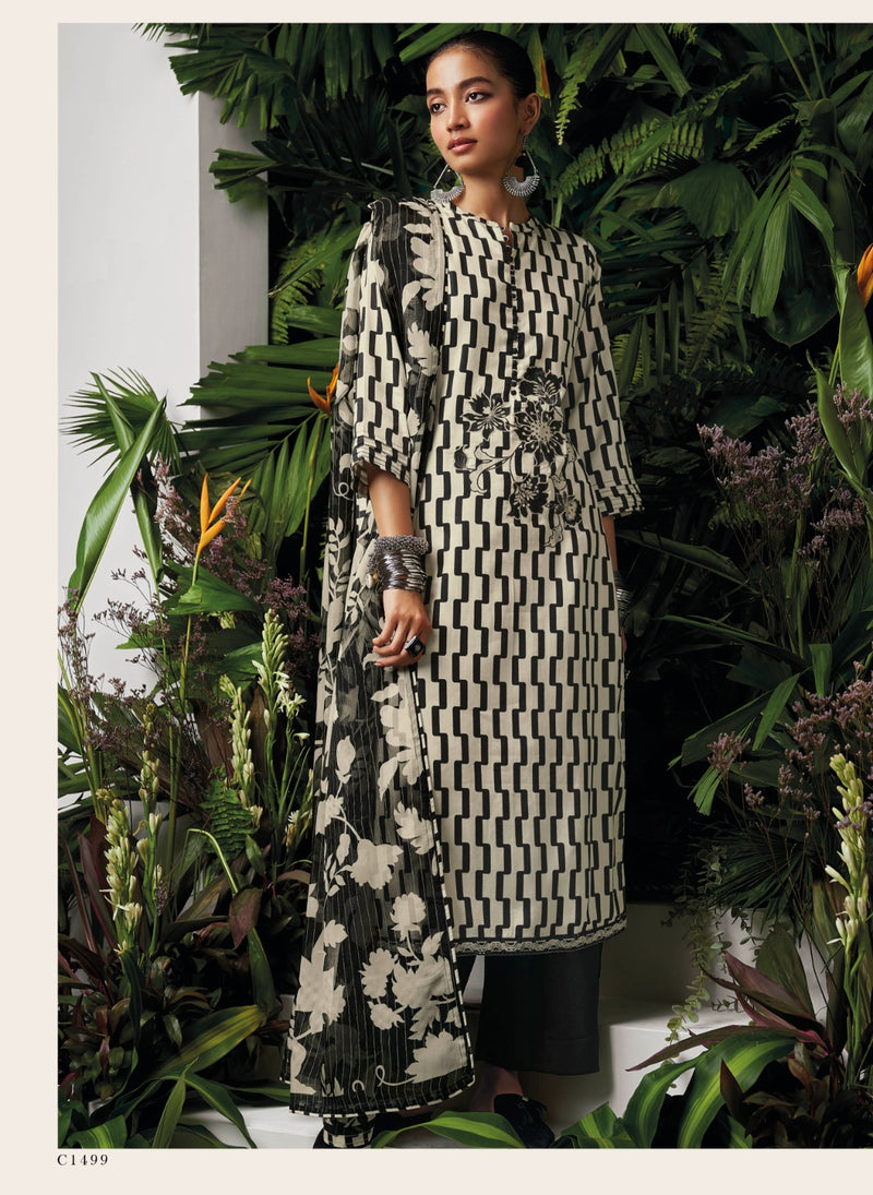 Ganga Kyomi Cotton Silk With Embroidery Work Printed Salwar Suits