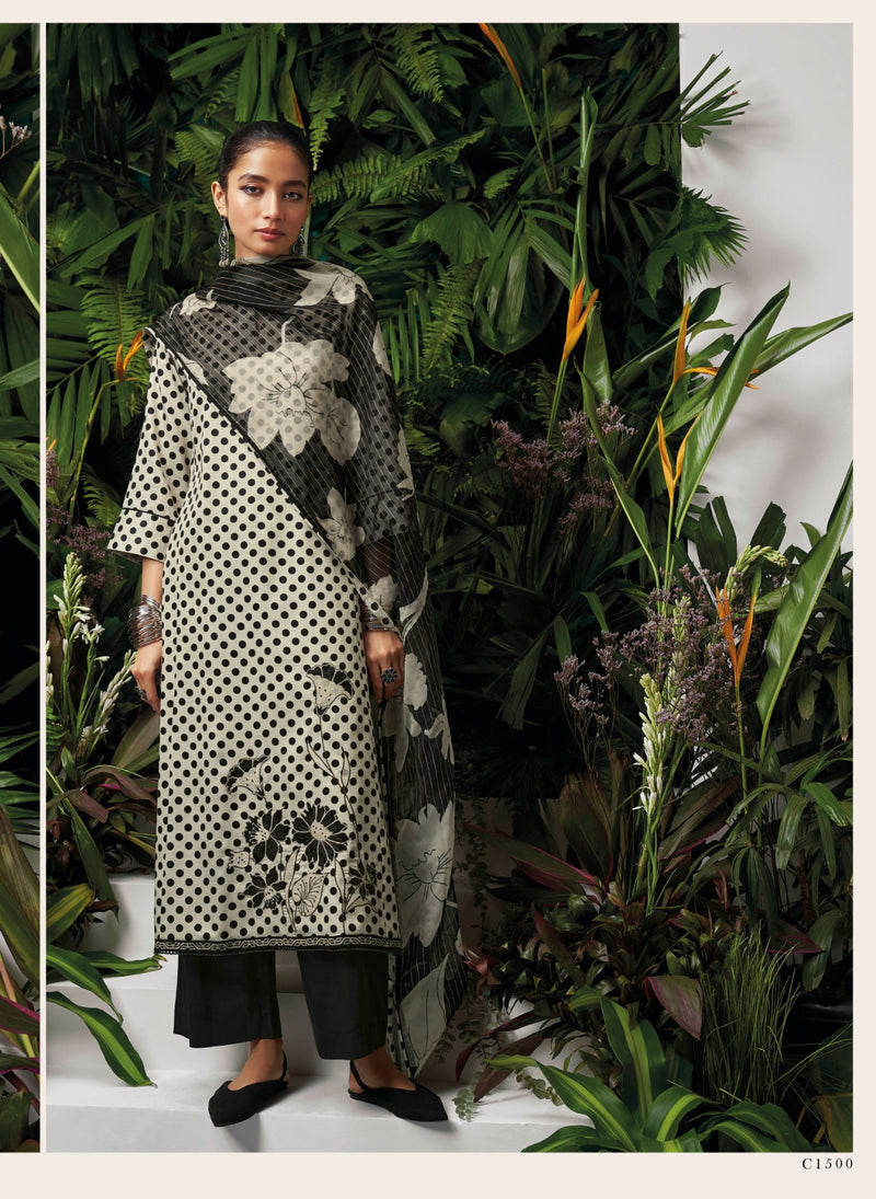 Ganga Kyomi Cotton Silk With Embroidery Work Printed Salwar Suits