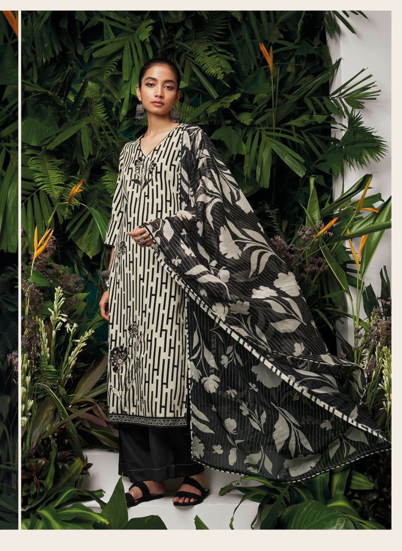 Ganga Kyomi Cotton Silk With Embroidery Work Printed Salwar Suits