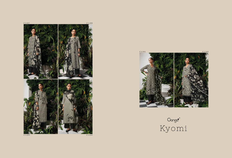 Ganga Kyomi Cotton Silk With Embroidery Work Printed Salwar Suits