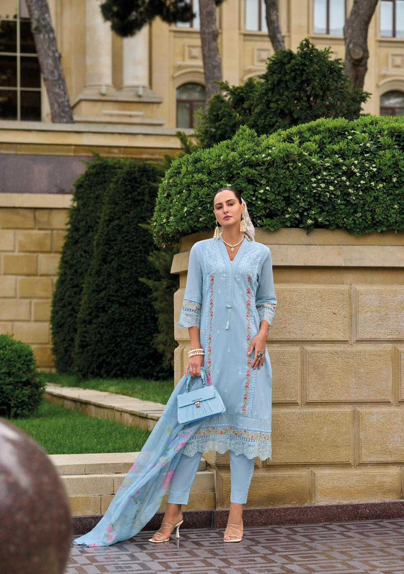 Kailee Fashion Iqra Cotton Fancy Tread And Hand Work Embroidery Set Of Kurti