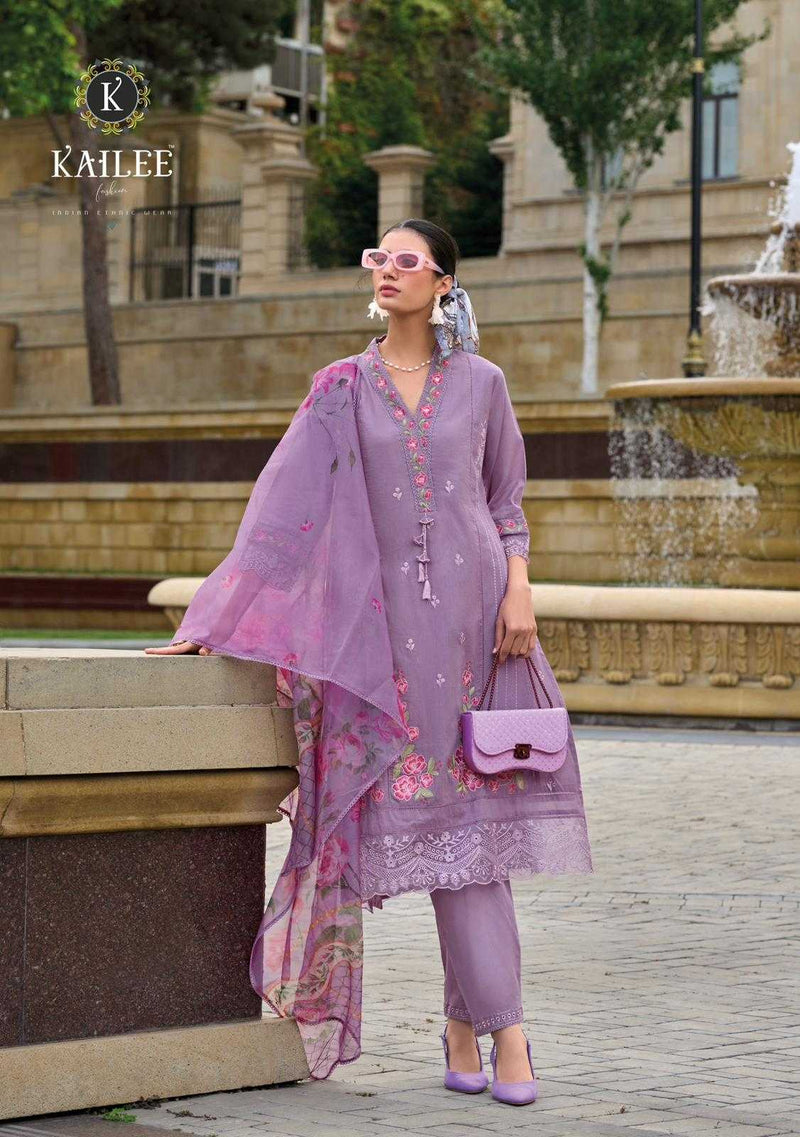 Kailee Fashion Iqra Cotton Fancy Tread And Hand Work Embroidery Set Of Kurti