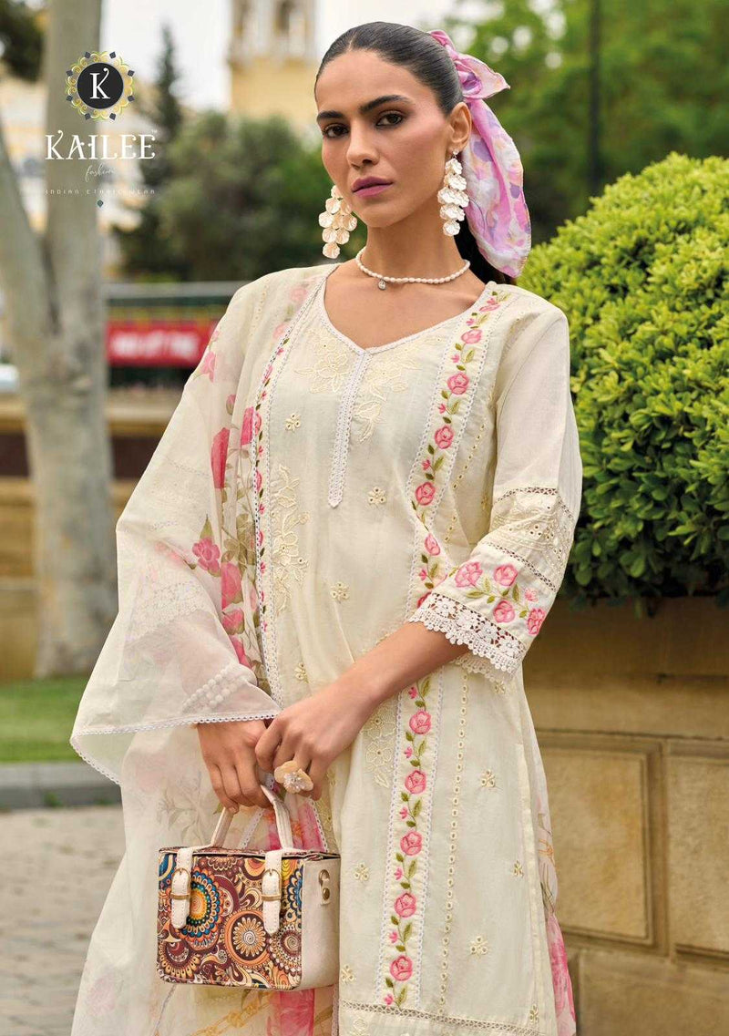 Kailee Fashion Iqra Cotton Fancy Tread And Hand Work Embroidery Set Of Kurti