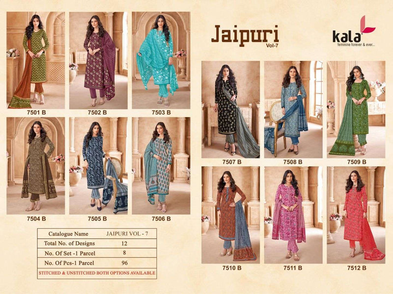 Kala Fashion Jaipuri Vol 7 Premium Cotton Fancy Salwar Kameez