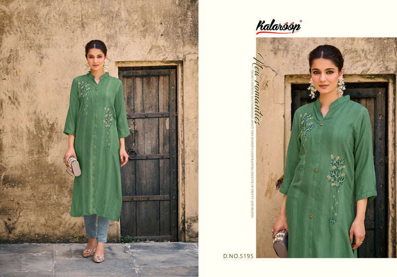 Kalaroop Kajree  Kaviya Fancy  Weaving Fabrics With Embroidery Stone Work Designer Kurti