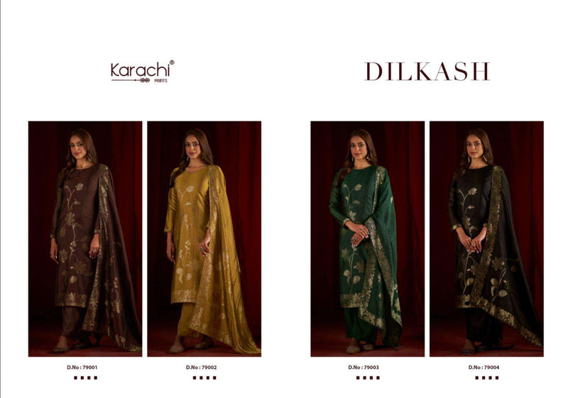 Karachi Suits Dilkash Silk Jacquard Designer Work Salwar Suit