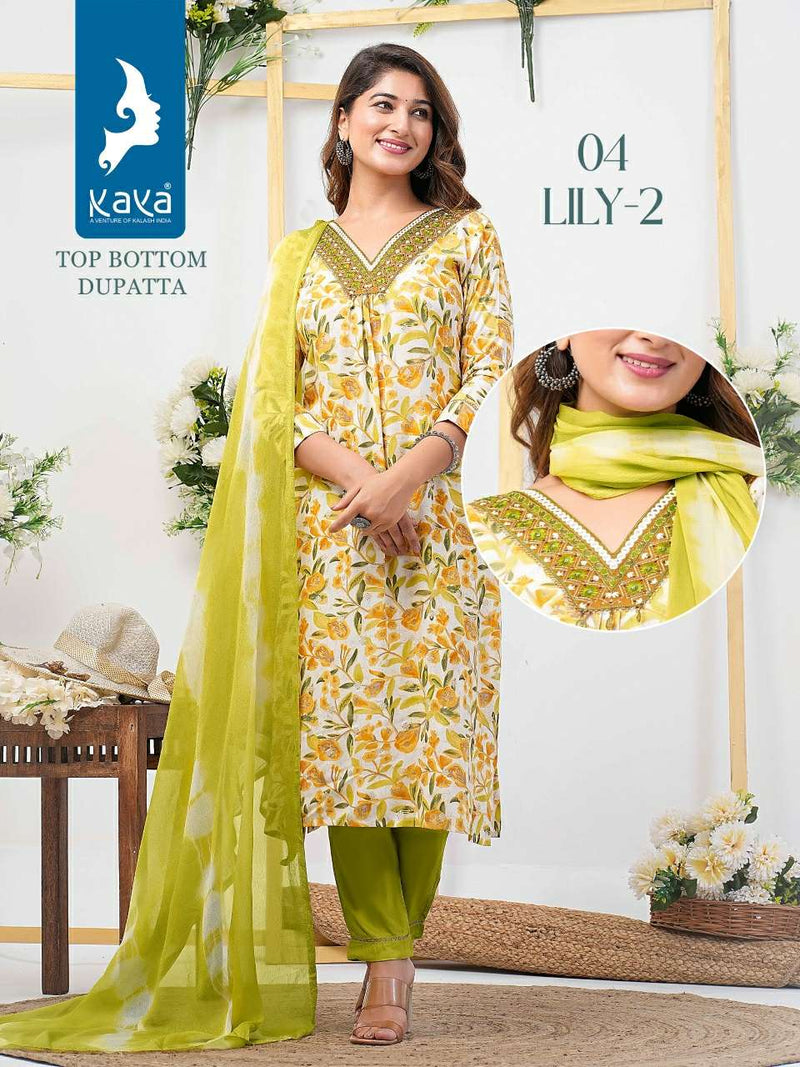 Kaya Lily Vol 2 Rayon Printed Heavy Designer Party Wear Combo Set Of Kurti