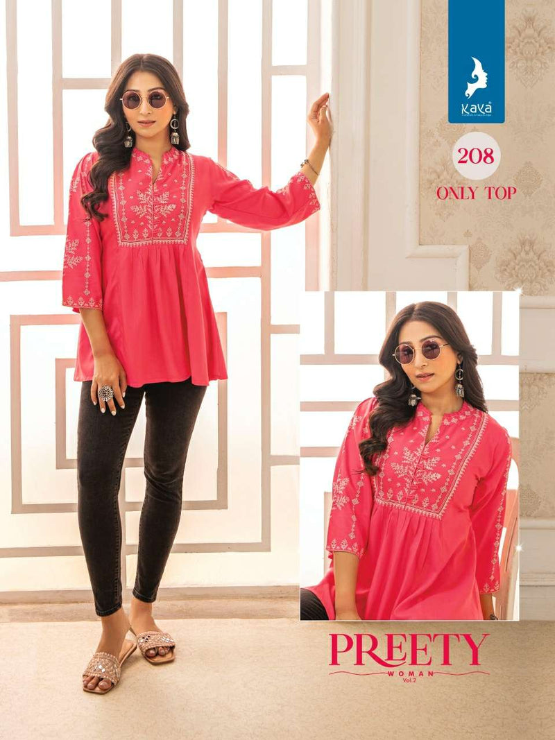 Kaya Pretty Women Vol 2 Rayon With Work Western  Daily Wear Tops
